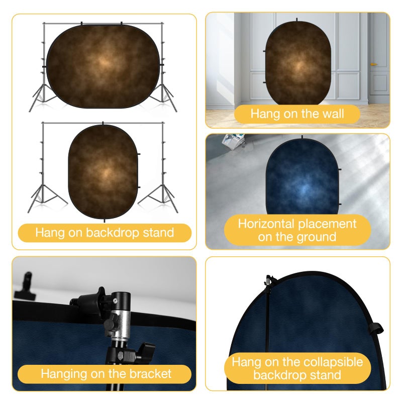 Kate Collapsible Backdrop for Photography Dark Blue&Brown Pop Up Photo Backdrops Portable Background for Portrait, Live Streaming, 5x6.5ft - Image 4